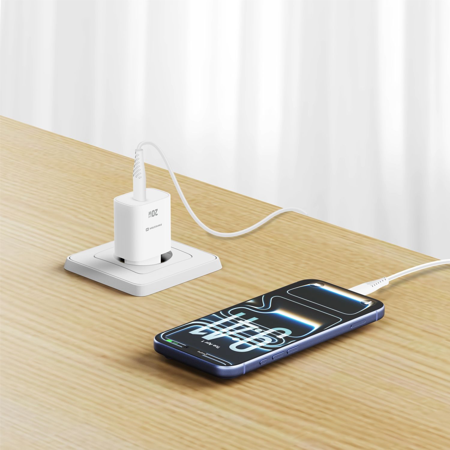 Swissten Síťový Adaptér Edge GaN 1x USB-C PD 20W bílá