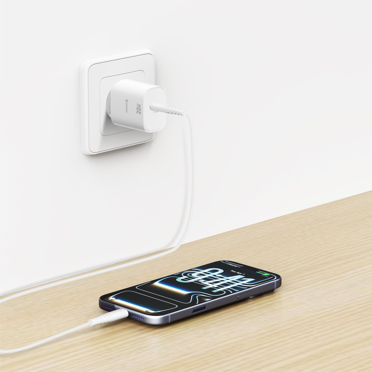 Swissten Síťový Adaptér Edge GaN 1x USB-C PD 20W bílá