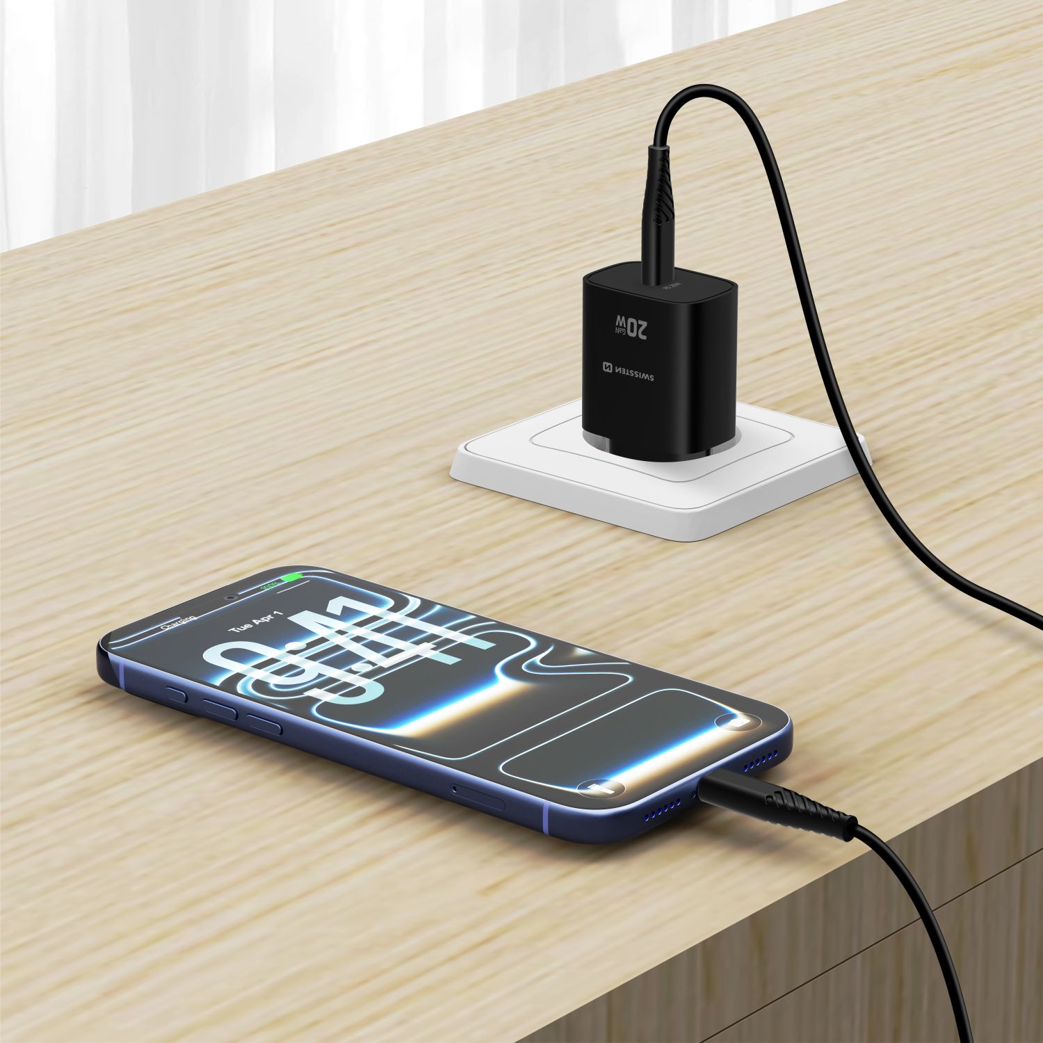 Swissten Síťový Adaptér Edge GaN 1x USB-C PD 20W černá
