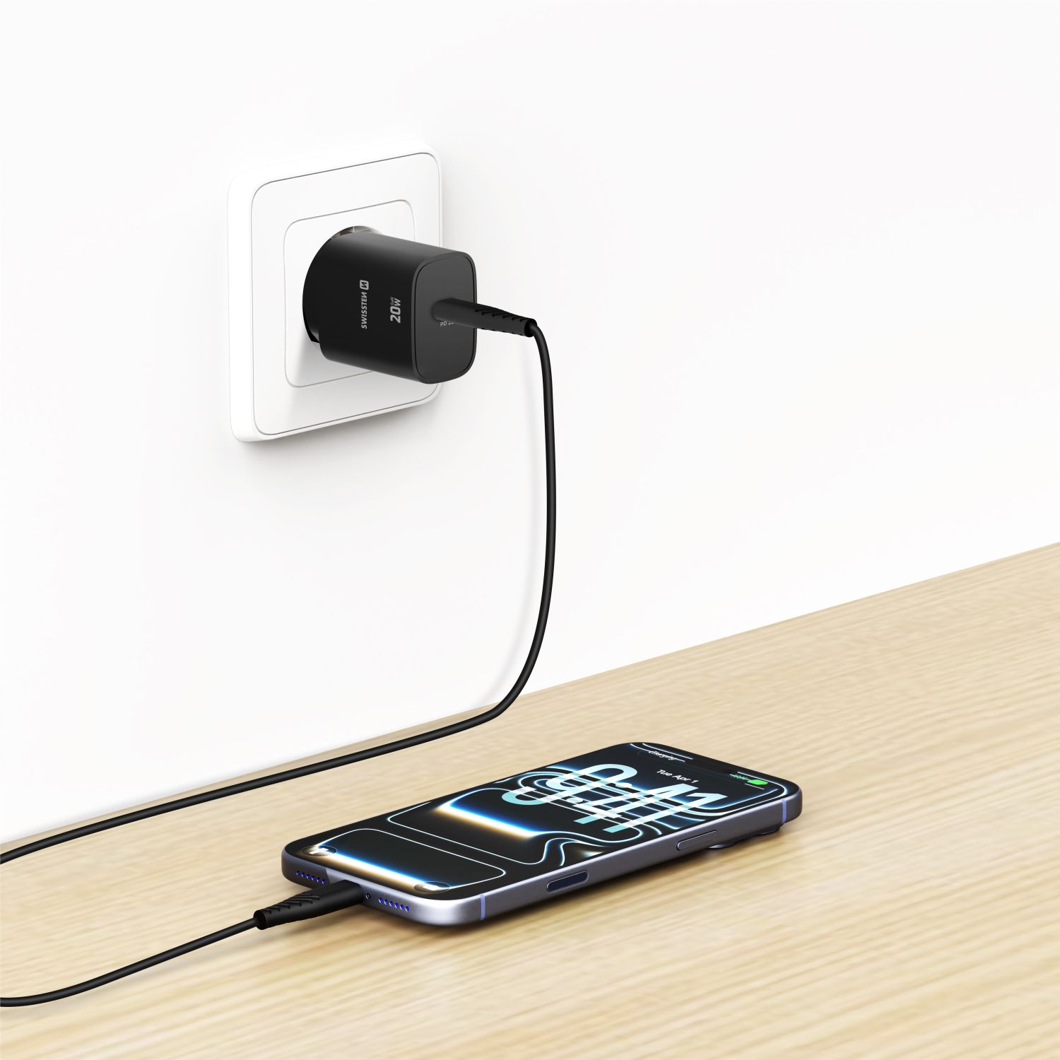 Swissten Síťový Adaptér Edge GaN 1x USB-C PD 20W černá