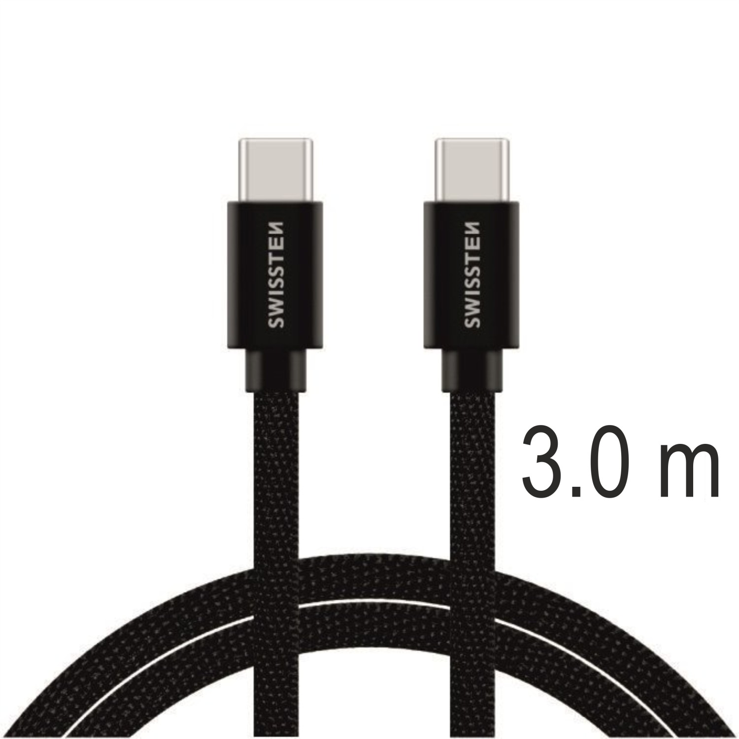 Datový Kabel Swissten Textile USB-C / USB-C 3.0 M černá