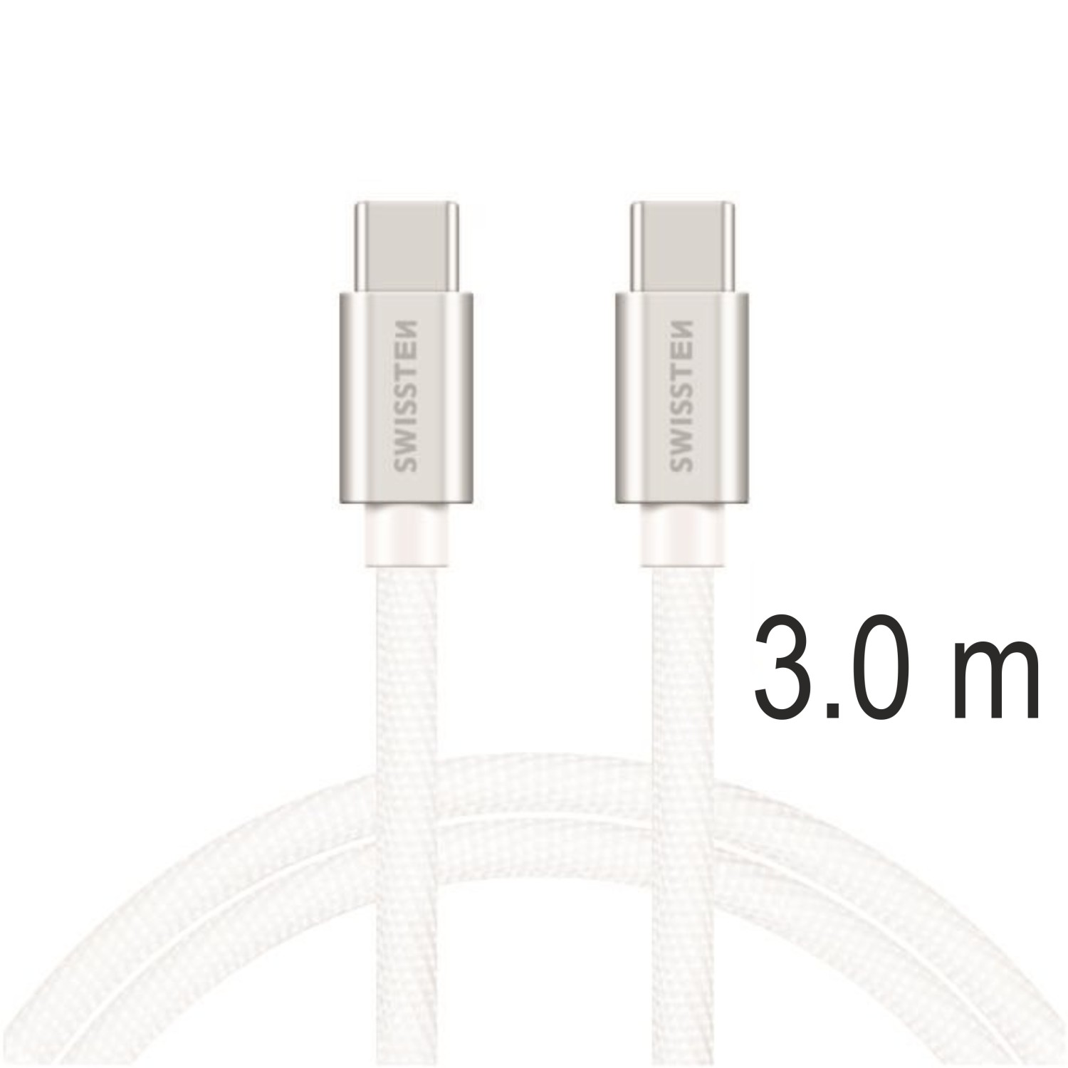 Datový Kabel Swissten Textile USB-C / USB-C 3.0 M stříbrná