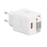 Swissten Adaptér SlideCHARGE GaN 30W, 1x USB-A 18W se zatahovacím USB-C kabelem 0.75 M bílá