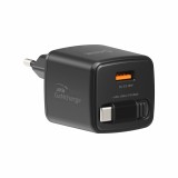 Swissten Adaptér SlideCHARGE GaN 30W, 1x USB-A 18W se zatahovacím USB-C kabelem 0.75 M černá