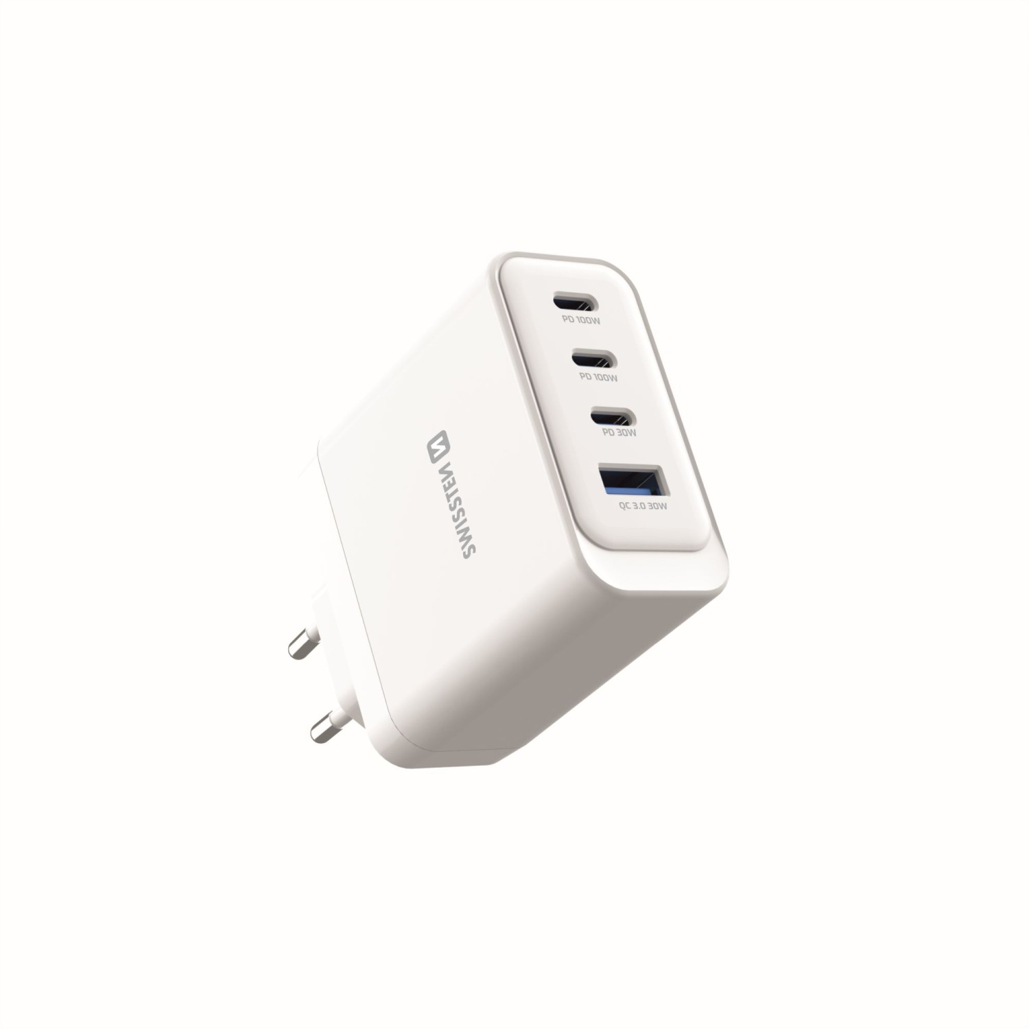 Swissten Adaptér GaN 2x USB-C + 1x USB-C PD 20W + 1x USB-A QC 30W bílá