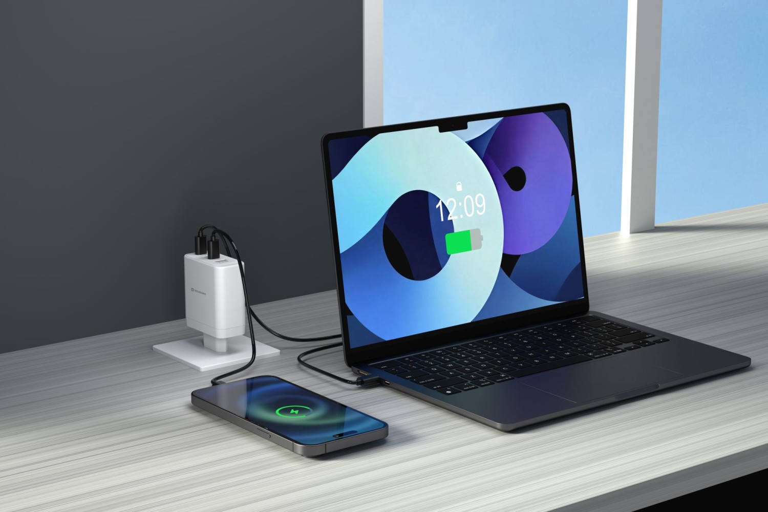 Swissten Adaptér GaN 2x USB-C + 1x USB-C PD 20W + 1x USB-A QC 30W bílá