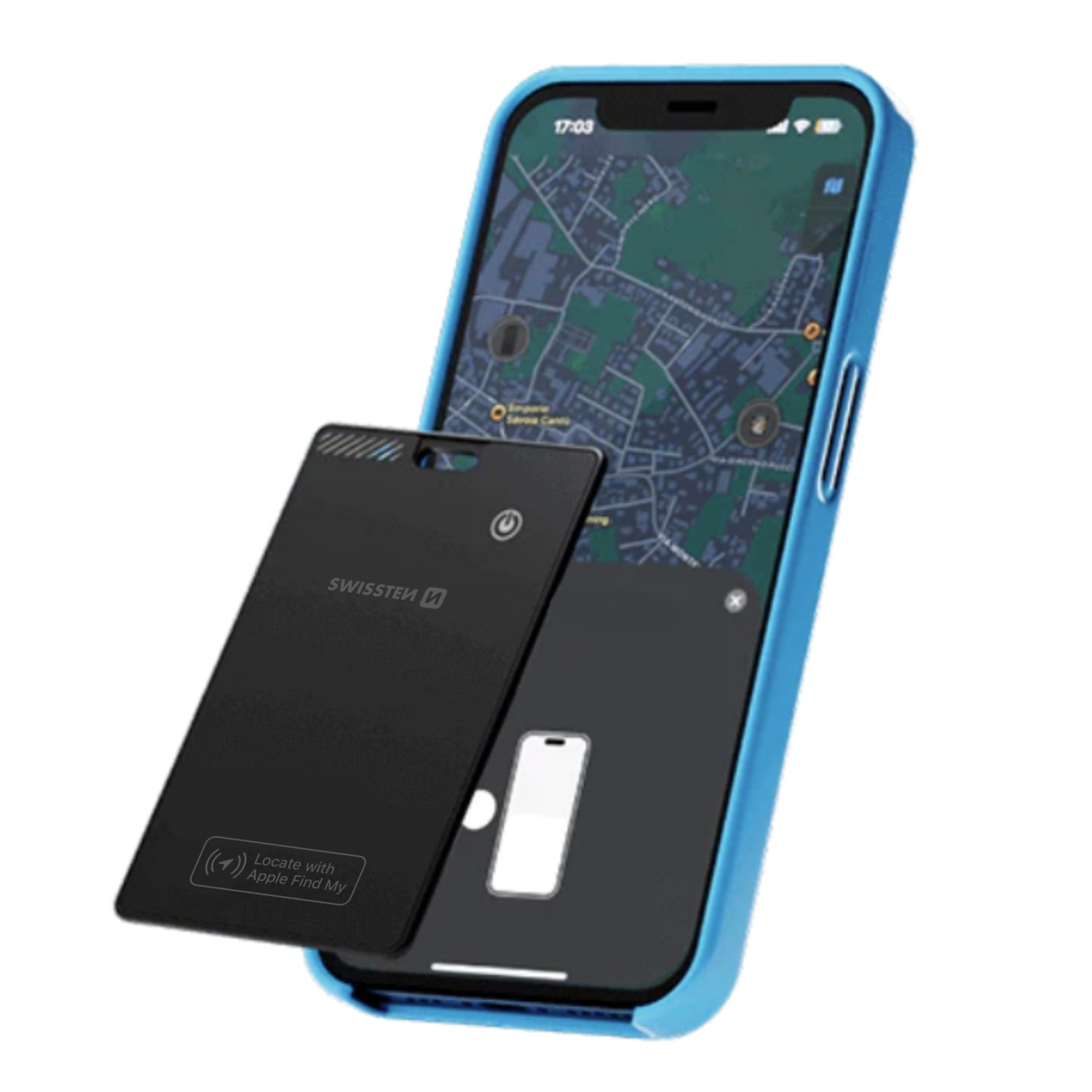 Swissten Find Card chytrý lokátor s funkcí Apple Find My černá