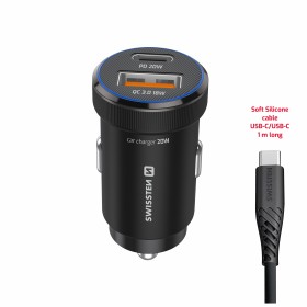 Swissten CL Adaptér USB-C PD + USB-C, 20W čierna + kábel USB-C / USB-C 1m