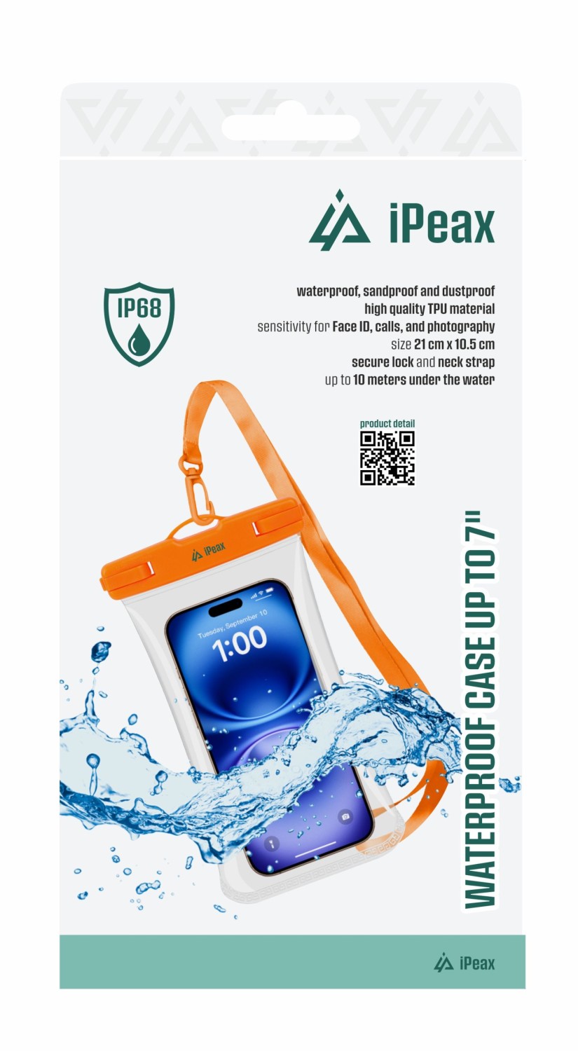 iPEAX vodotěsné pouzdro 7" oranžová