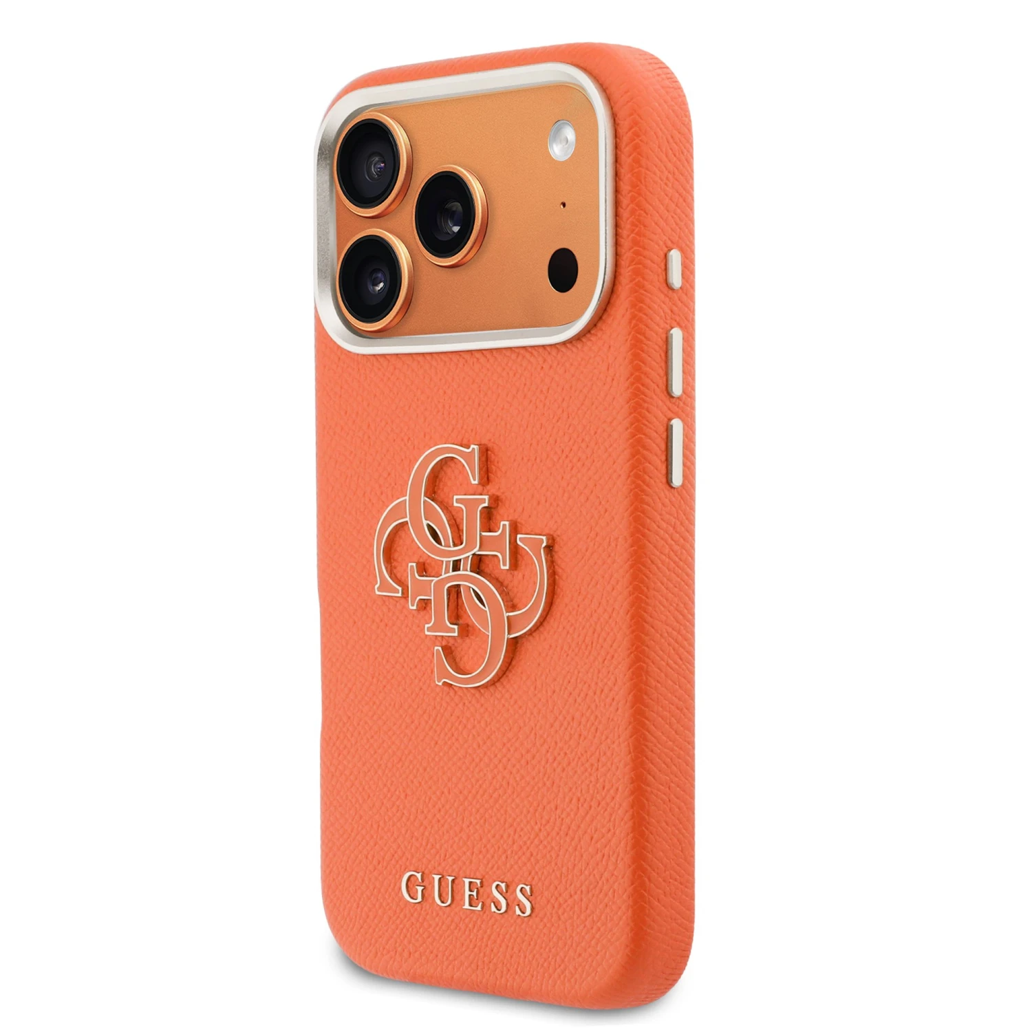 Guess PU Resin Logo Zadní Kryt pro iPhone 17 Pro Max Orange