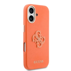 Zadný kryt Guess PU Resin Logo pre Apple iPhone 17, oranžová