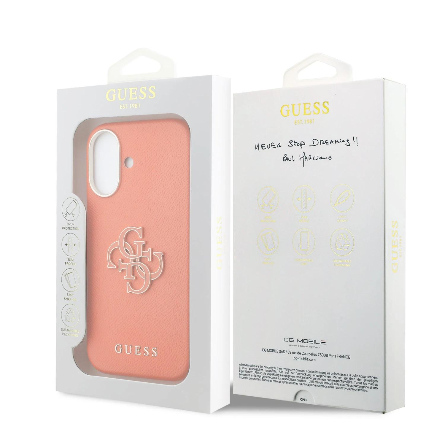 Guess PU Resin Logo Zadní Kryt pro iPhone 17 Orange