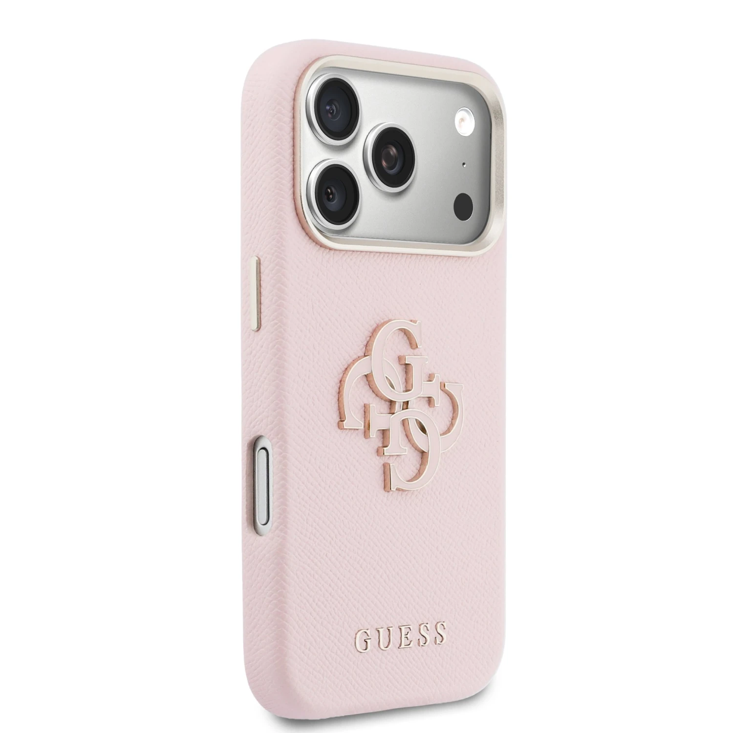 Guess PU Resin Logo Zadní Kryt pro iPhone 17 Pro Pink