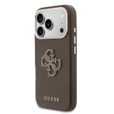 Guess PU Resin Logo Zadní Kryt pro iPhone 17 Pro Max Brown