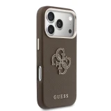 Guess PU Resin Logo Zadní Kryt pro iPhone 17 Pro Max Brown