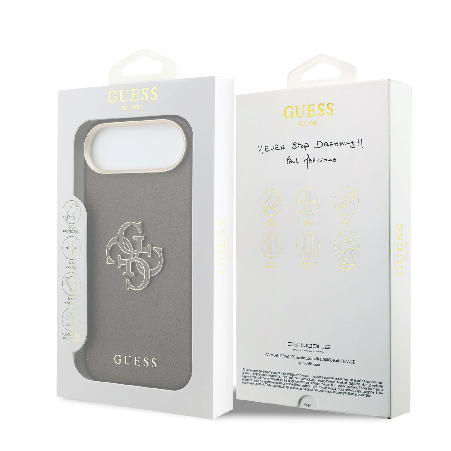 Guess PU Resin Logo Zadní Kryt pro iPhone Air Brown