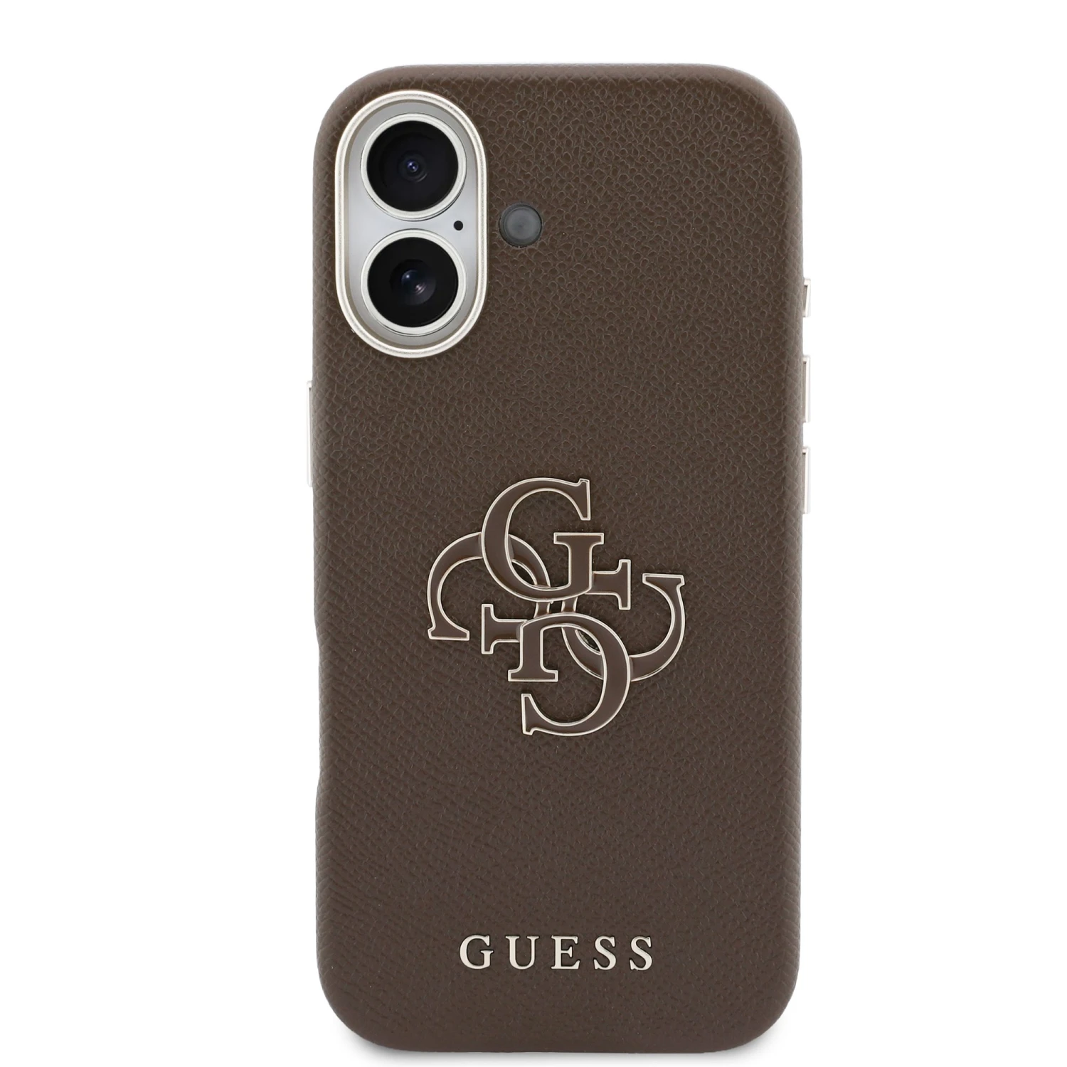 Guess PU Resin Logo Zadní Kryt pro iPhone 17 Brown