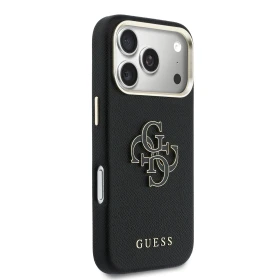 Zadný kryt Guess PU Resin Logo pre Apple iPhone 17 Pro, čierna