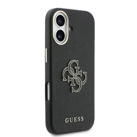 Zadný kryt Guess PU Resin Logo pre Apple iPhone 17, čierna