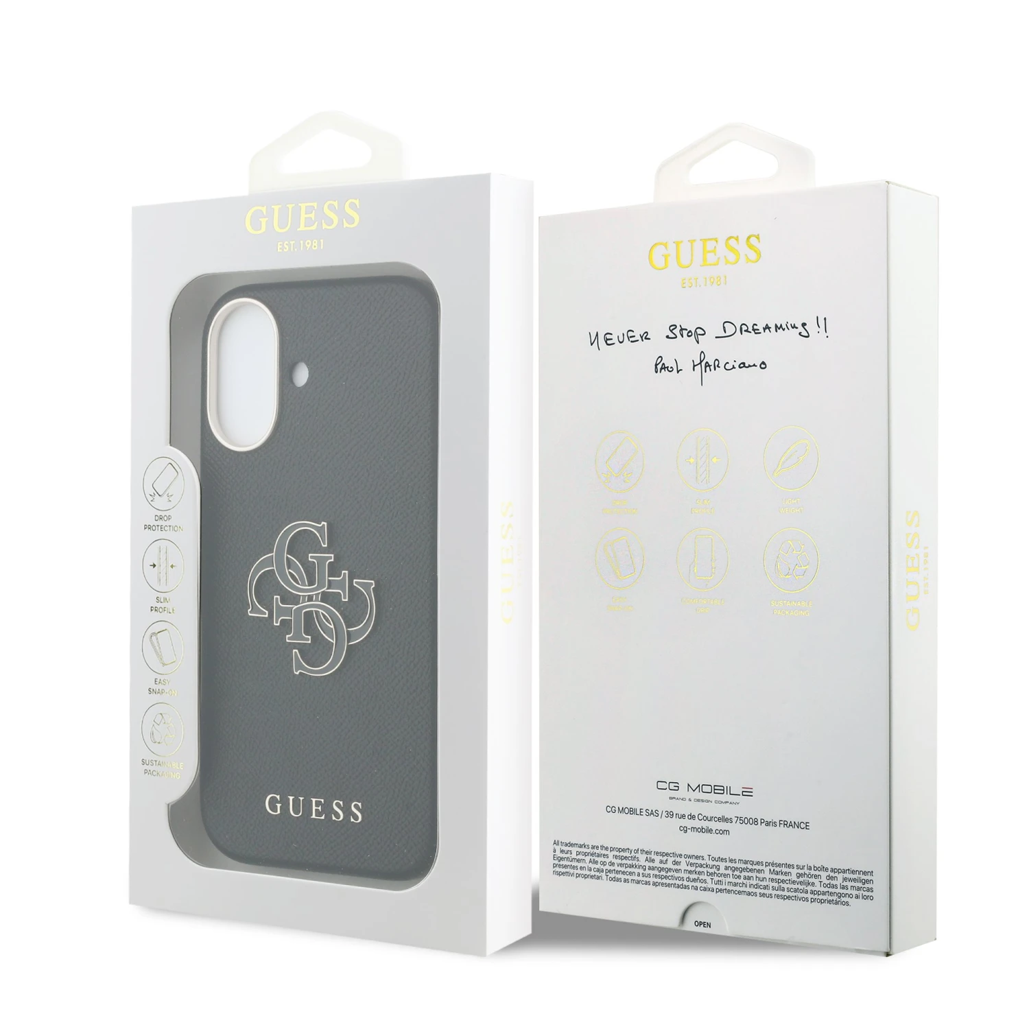 Guess PU Resin Logo Zadní Kryt pro iPhone 17 Black
