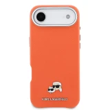 Karl Lagerfeld PU Karl and Choupette Heads Pins MagSafe Zadní Kryt pro iPhone Air Orange