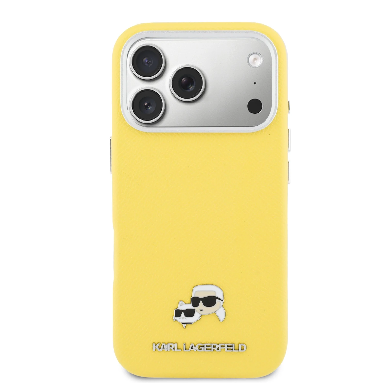 Karl Lagerfeld PU Karl and Choupette Heads Pins MagSafe Zadní Kryt pro iPhone 17 Pro Yellow