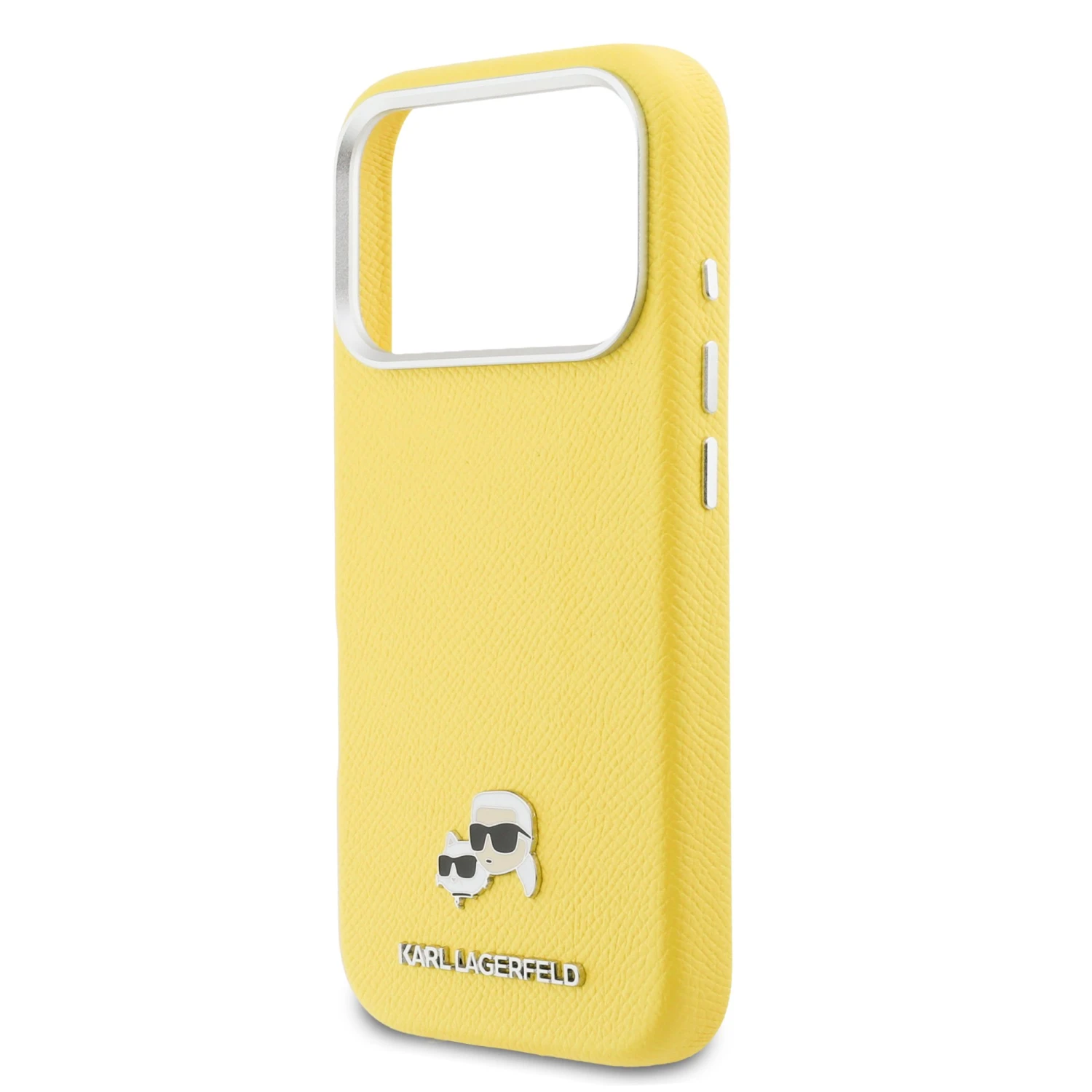 Karl Lagerfeld PU Karl and Choupette Heads Pins MagSafe Zadní Kryt pro iPhone 17 Pro Yellow