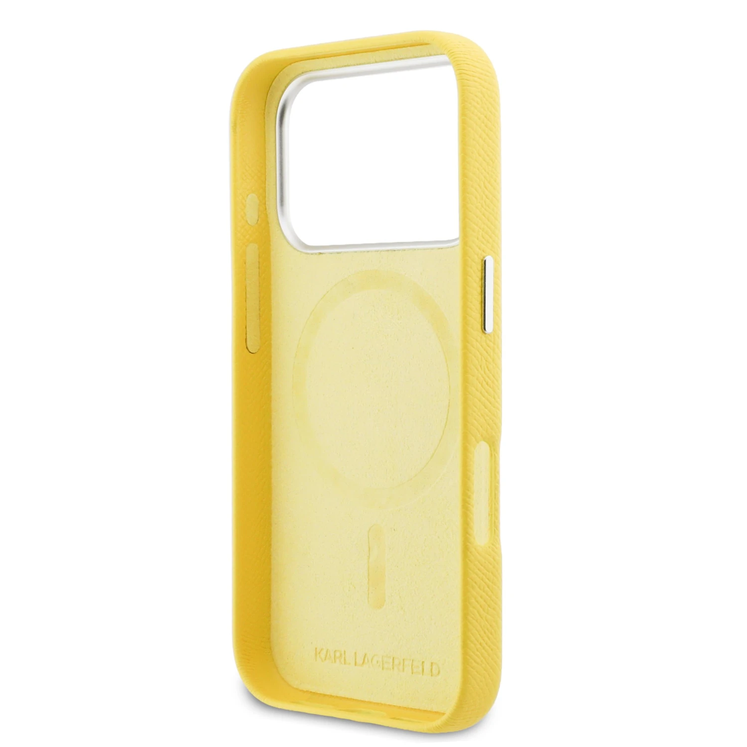 Karl Lagerfeld PU Karl and Choupette Heads Pins MagSafe Zadní Kryt pro iPhone 17 Pro Yellow