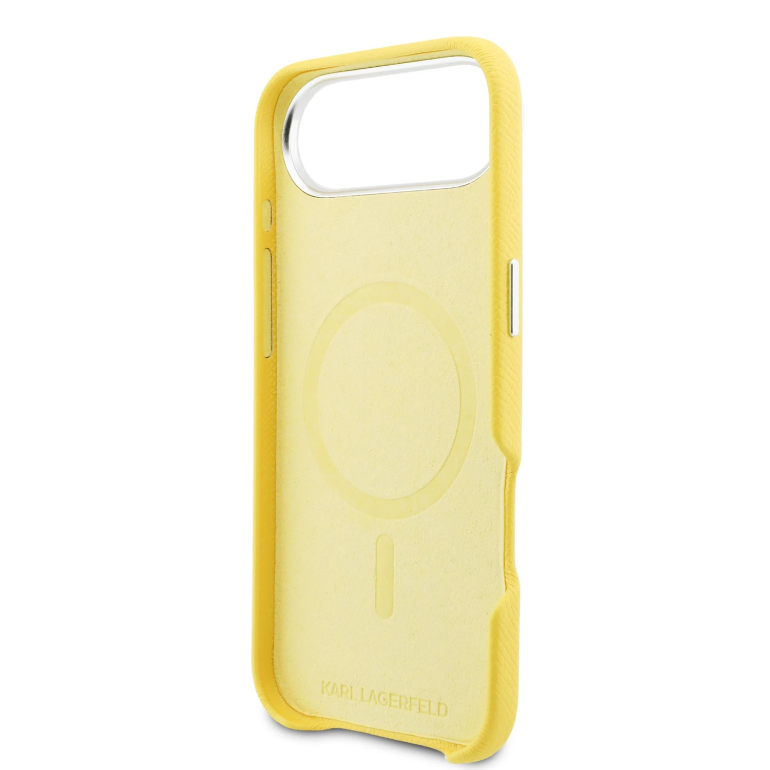 Karl Lagerfeld PU Karl and Choupette Heads Pins MagSafe Zadní Kryt pro iPhone Air Yellow