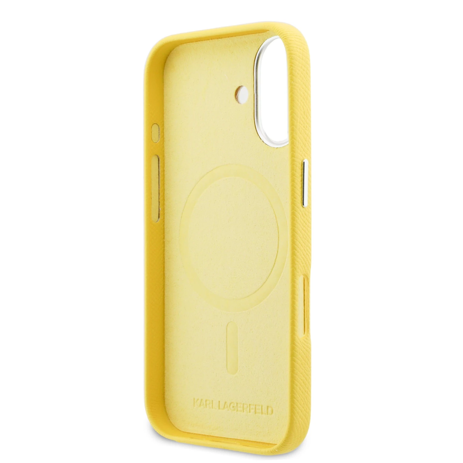 Karl Lagerfeld PU Karl and Choupette Heads Pins MagSafe Zadní Kryt pro iPhone 17 Yellow