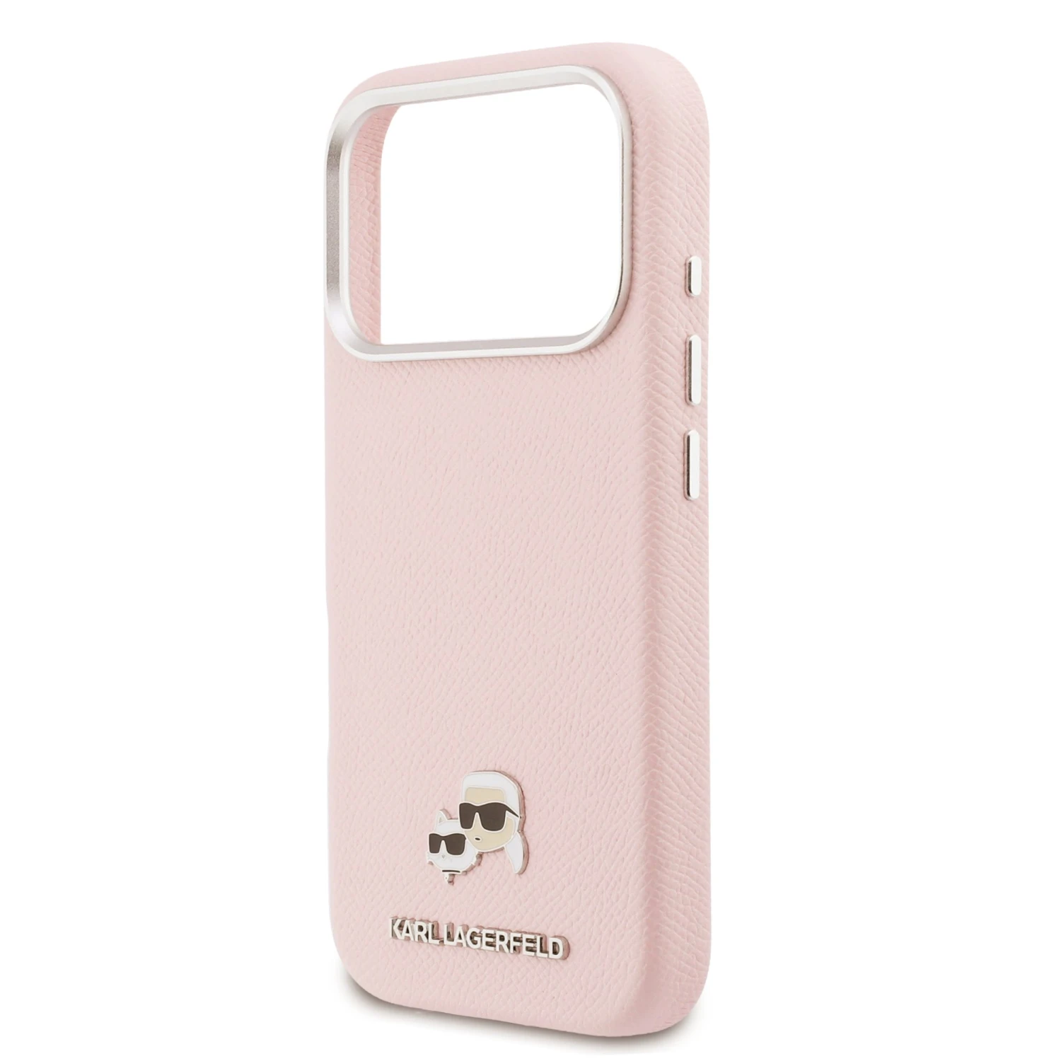 Karl Lagerfeld PU Karl and Choupette Heads Pins MagSafe Zadný Kryt pre iPhone 17 Pre Pink