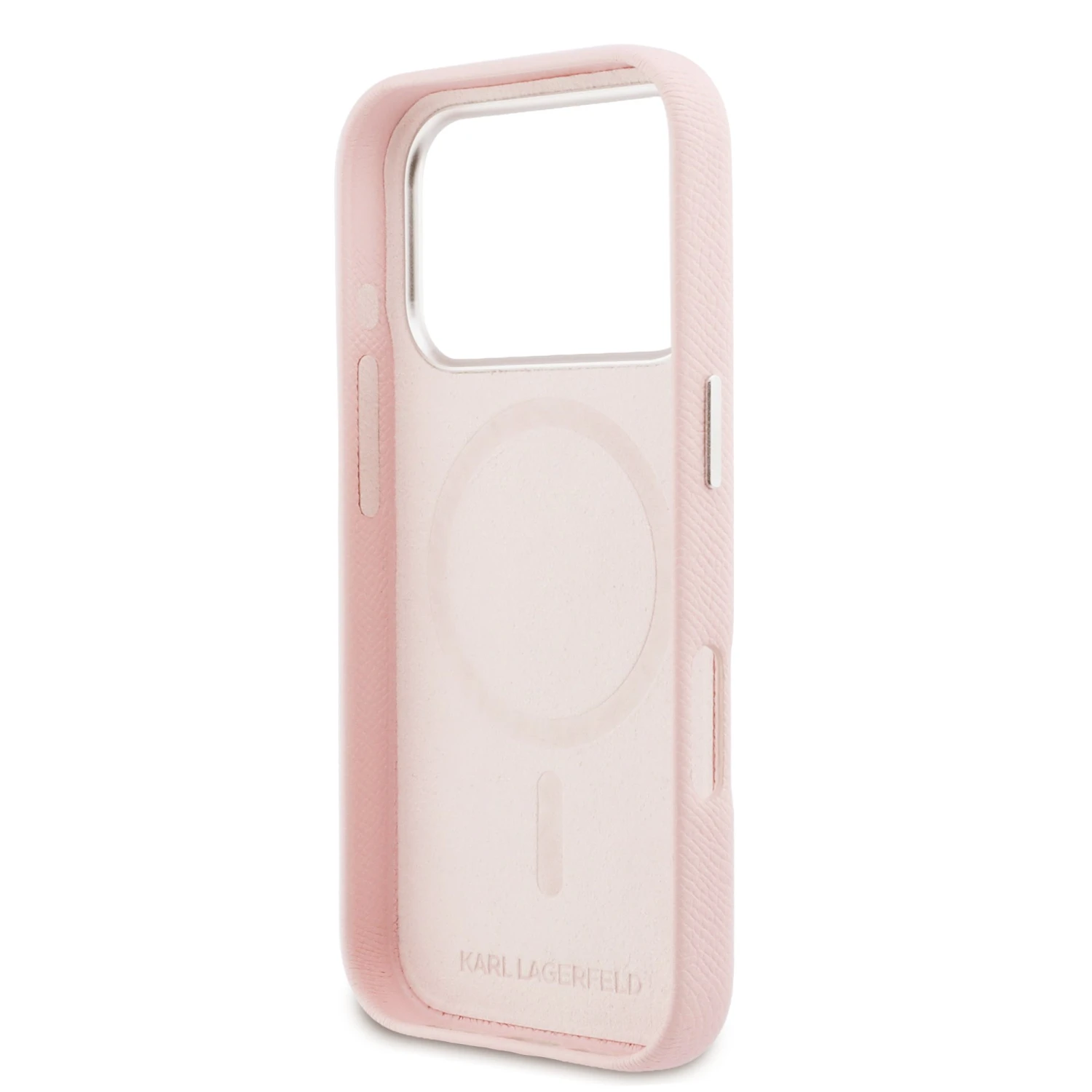 Karl Lagerfeld PU Karl and Choupette Heads Pins MagSafe Zadný Kryt pre iPhone 17 Pre Pink