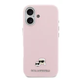 Karl Lagerfeld PU Karl and Choupette Heads Pins MagSafe Zadní Kryt pro iPhone 17 Pink
