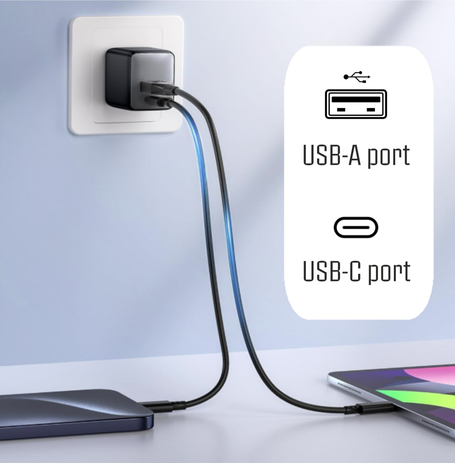 iPEAX GaN Síťová Nabíječka 35W (USB-C + USB-A) černá