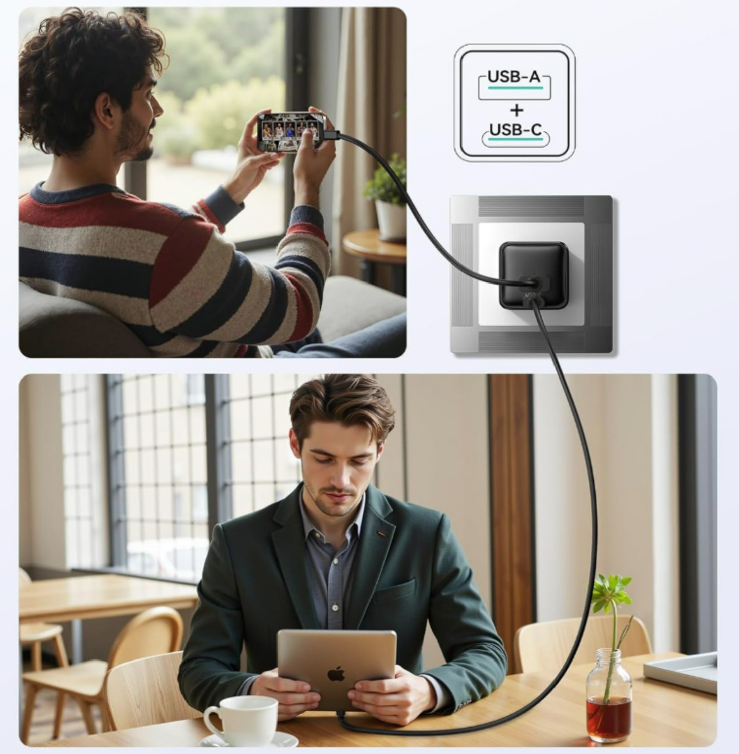 iPeax GaN Síťová Nabíječka 25W (USB-C + USB-A) černá