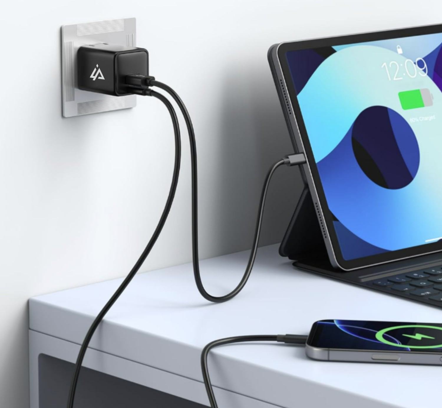 iPeax GaN Síťová Nabíječka 25W (USB-C + USB-A) černá