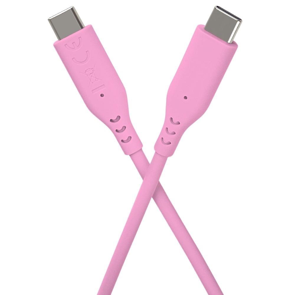 Silikonový Kabel PREMIUMCORD USB-C na USB-C, 60W, 480Mbps, 1,5m, růžová