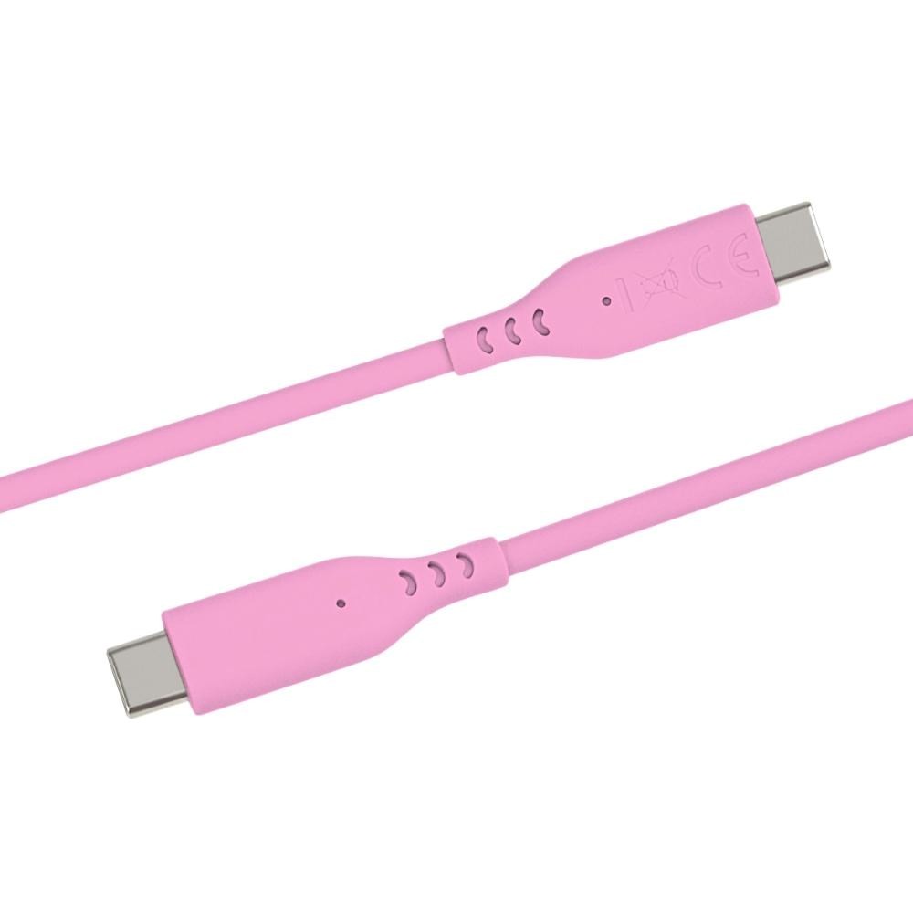 Silikonový Kabel PREMIUMCORD USB-C na USB-C, 60W, 480Mbps, 1,5m, růžová