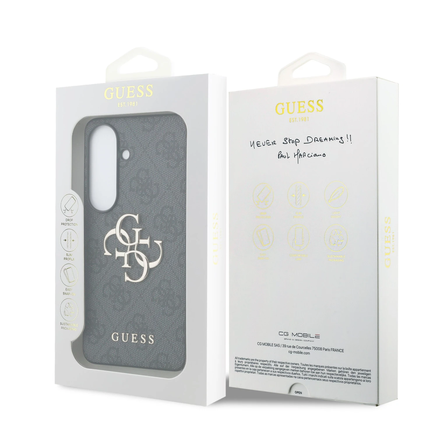 Guess PU 4G Metal Logo Zadní Kryt pro Samsung Galaxy S26+ Grey
