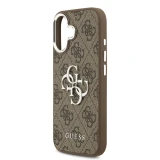 Guess PU 4G Metal Logo Zadní Kryt pro iPhone 17 Silver Brown