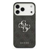 Guess PU 4G Metal Logo Zadní Kryt pro iPhone 17 Pro Max Silver Black