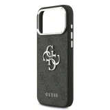 Guess PU 4G Metal Logo Zadní Kryt pro iPhone 17 Pro Max Silver Black