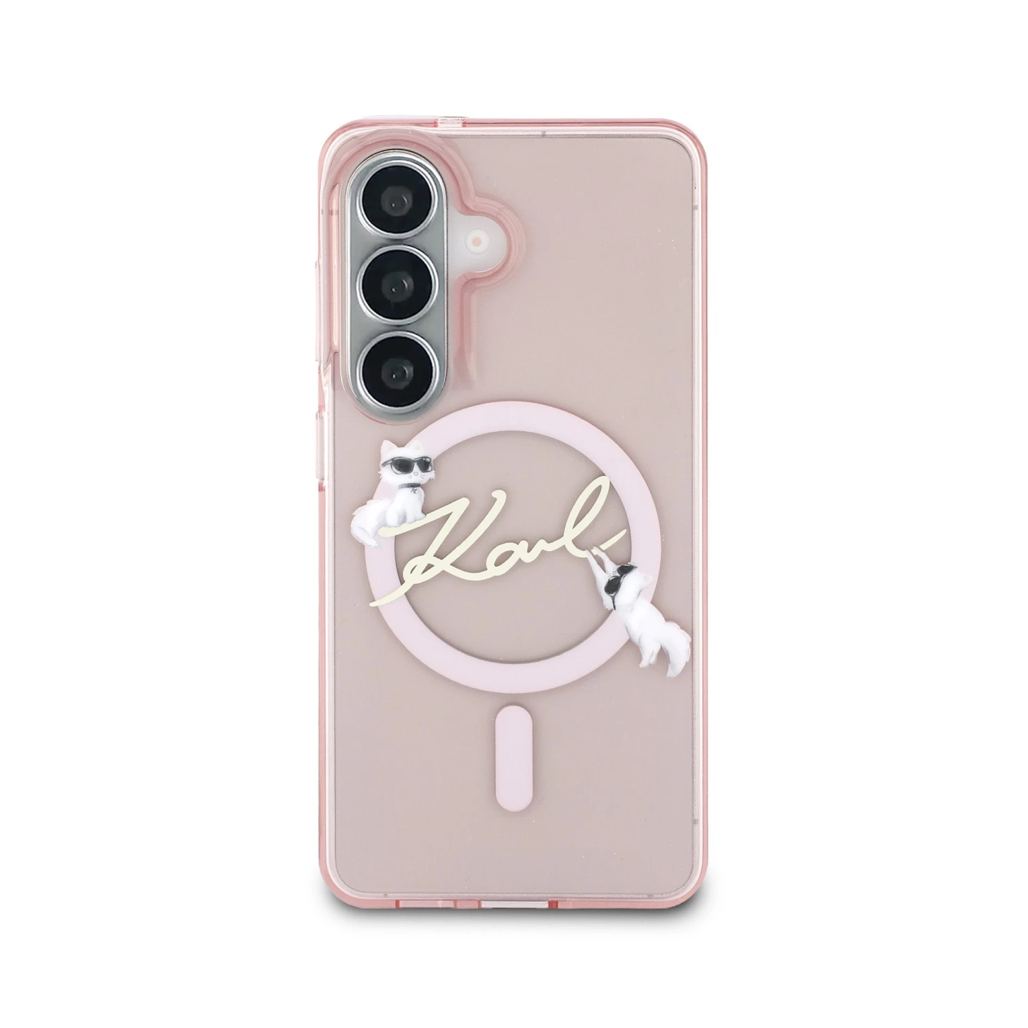 Karl Lagerfeld IML Choupette Karl Script Logo Magnetic Zadní Kryt pro Samsung Galaxy S26 Pink