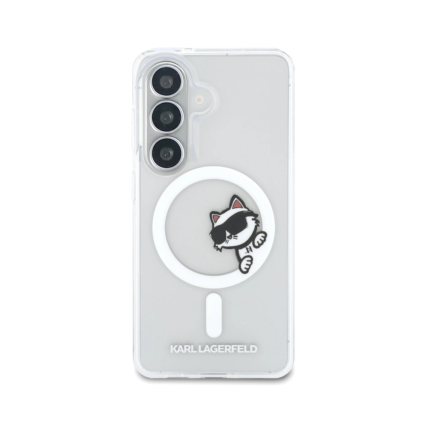 Karl Lagerfeld IML Choupette Peekaboo Logo Magnetic Zadní Kryt pro Samsung Galaxy S26 Transparent
