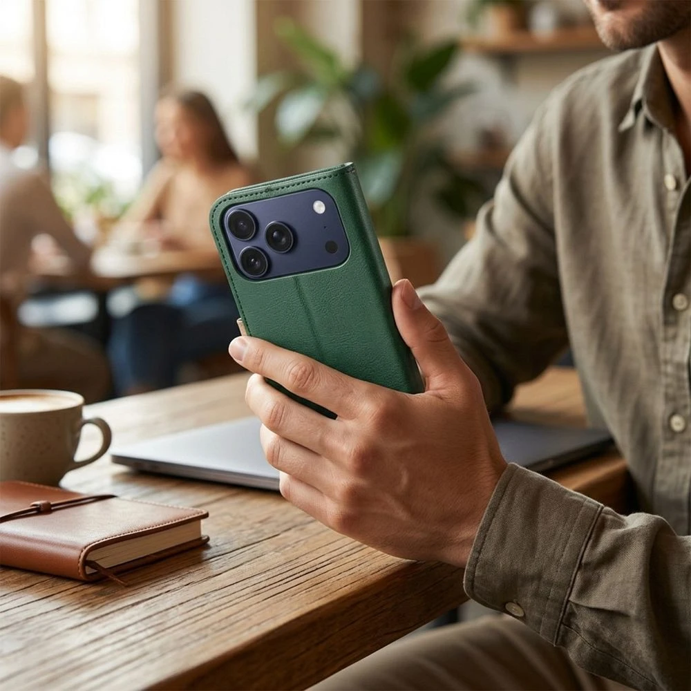 Split Book case for IPHONE 17 green gold