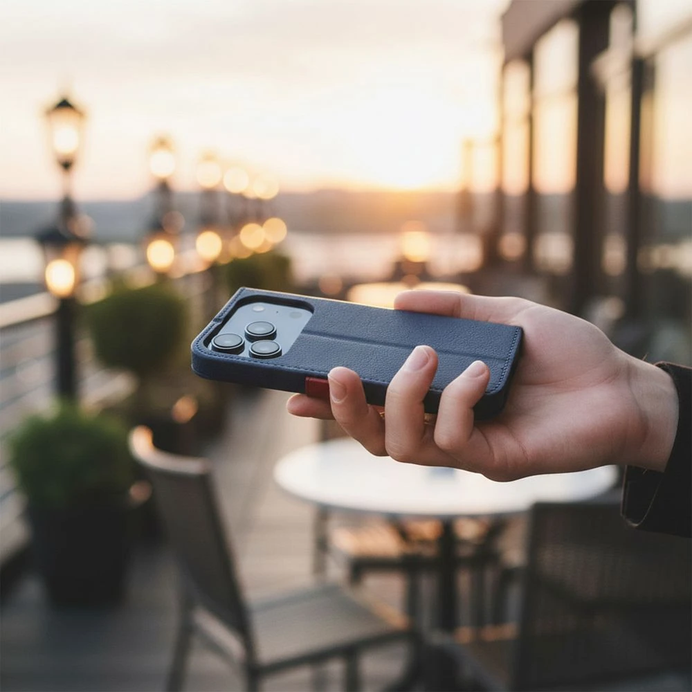 Split Book case for IPHONE 17 navy red