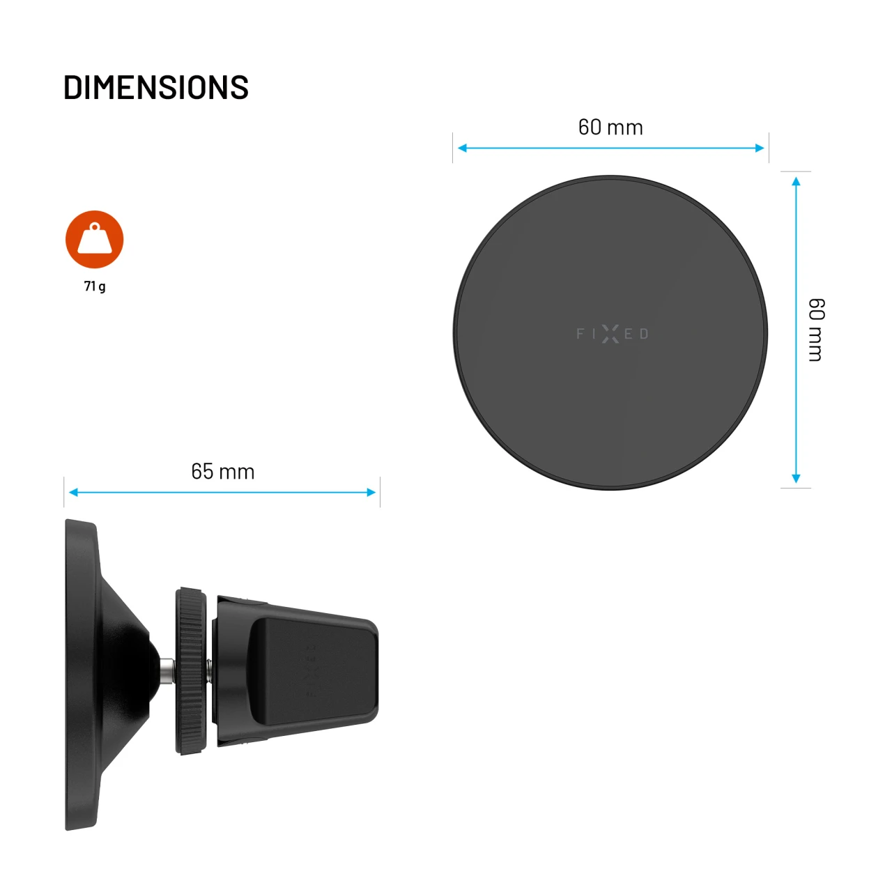 Magnetický držák FIXED MagCircle do ventilace s podporou MagSafe, černý