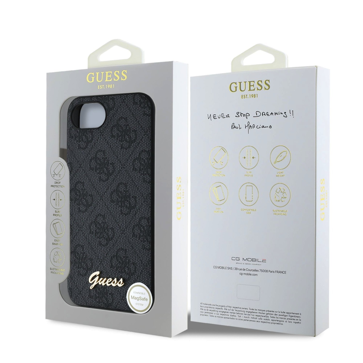 Zadní kryt Guess 4G Charm pro Samsung Galaxy A57, černá