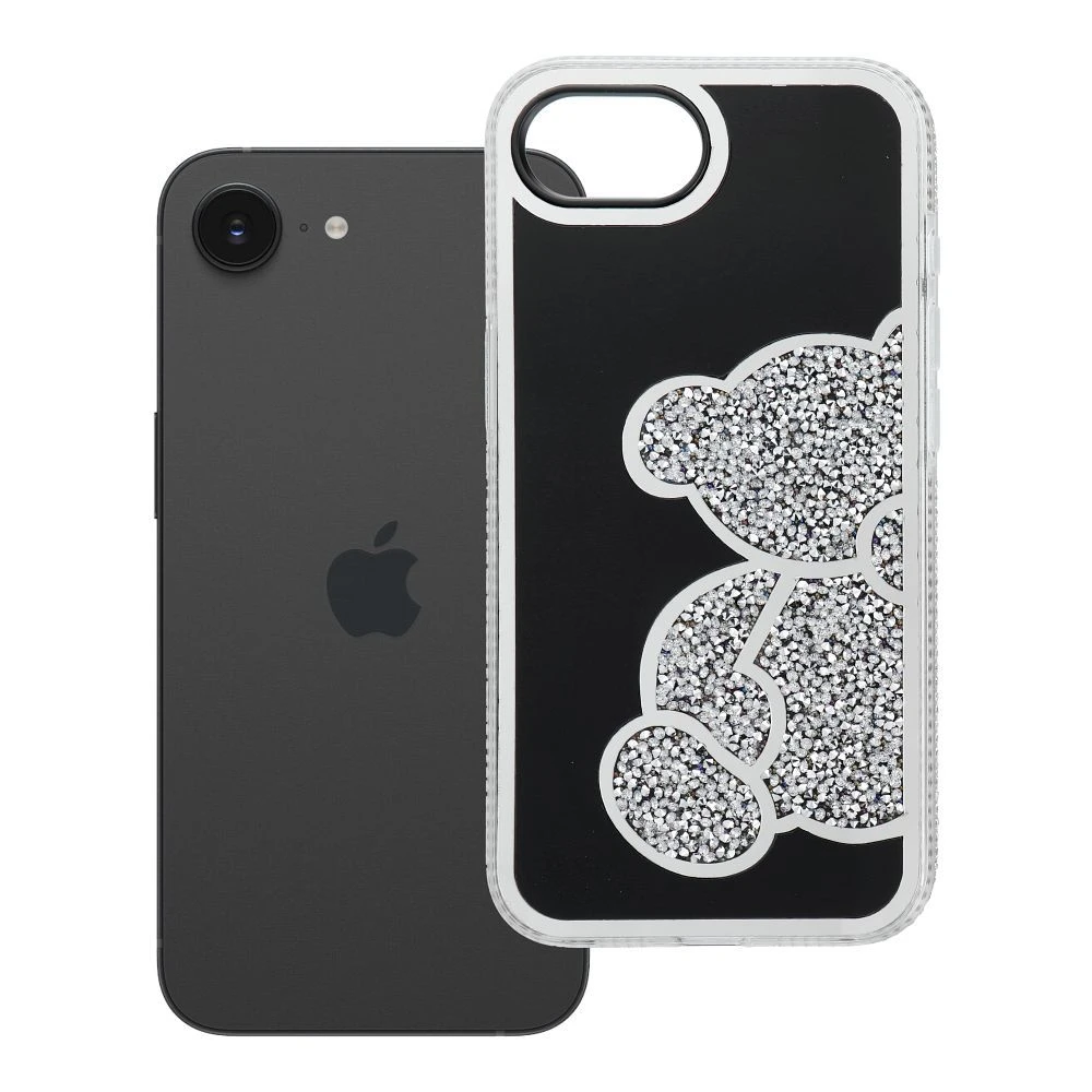 Case for iPhone 16e (SE 4 2025) Teddy Bear silver