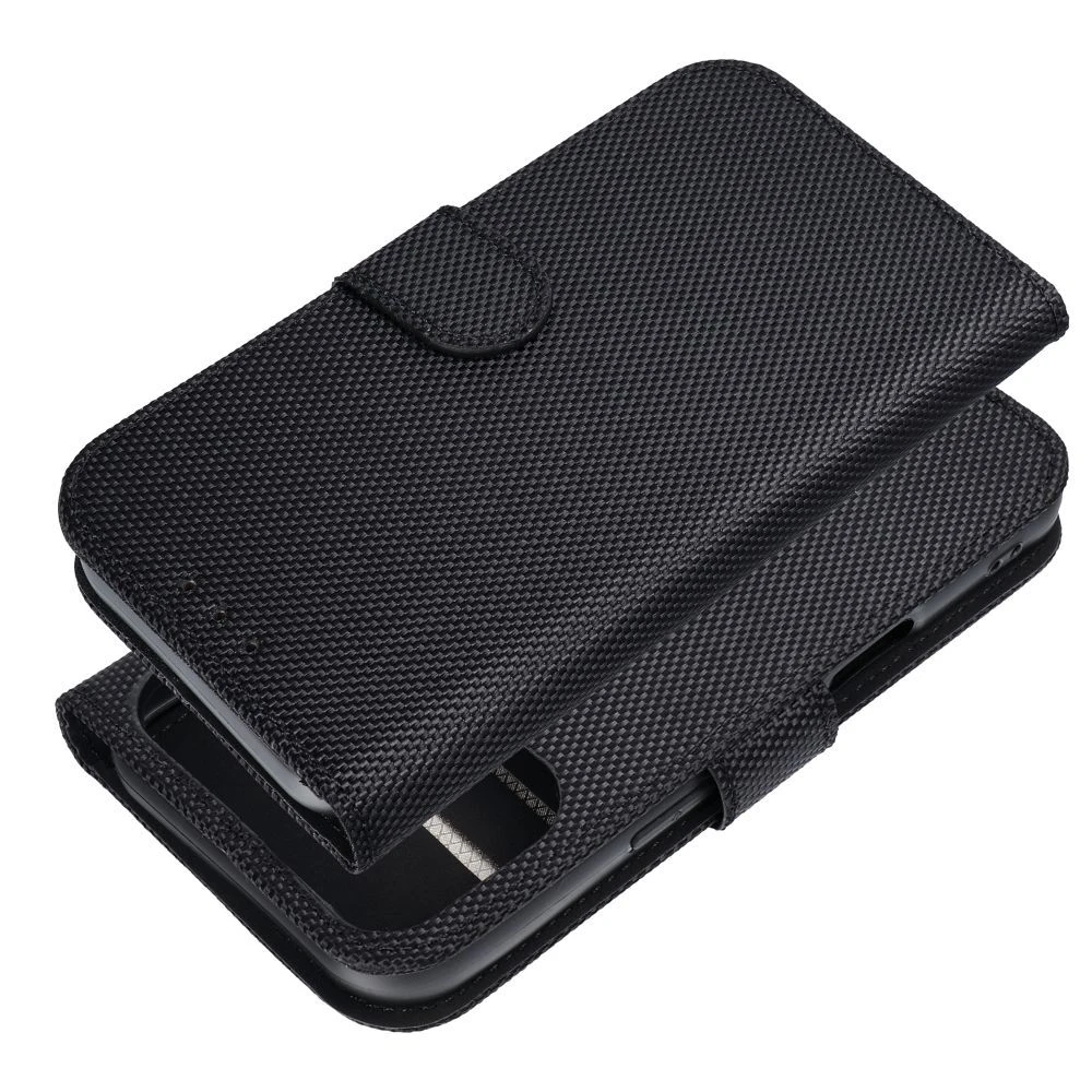 Anti-Theft 4Card RFID Book Case for IPHONE 17 PRO black tech fabric